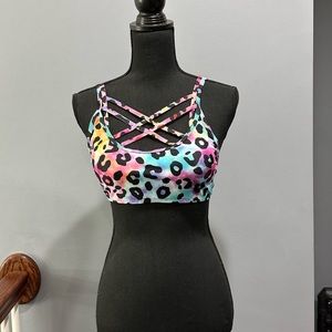 Tie-dye, leopard print bralette size : Small